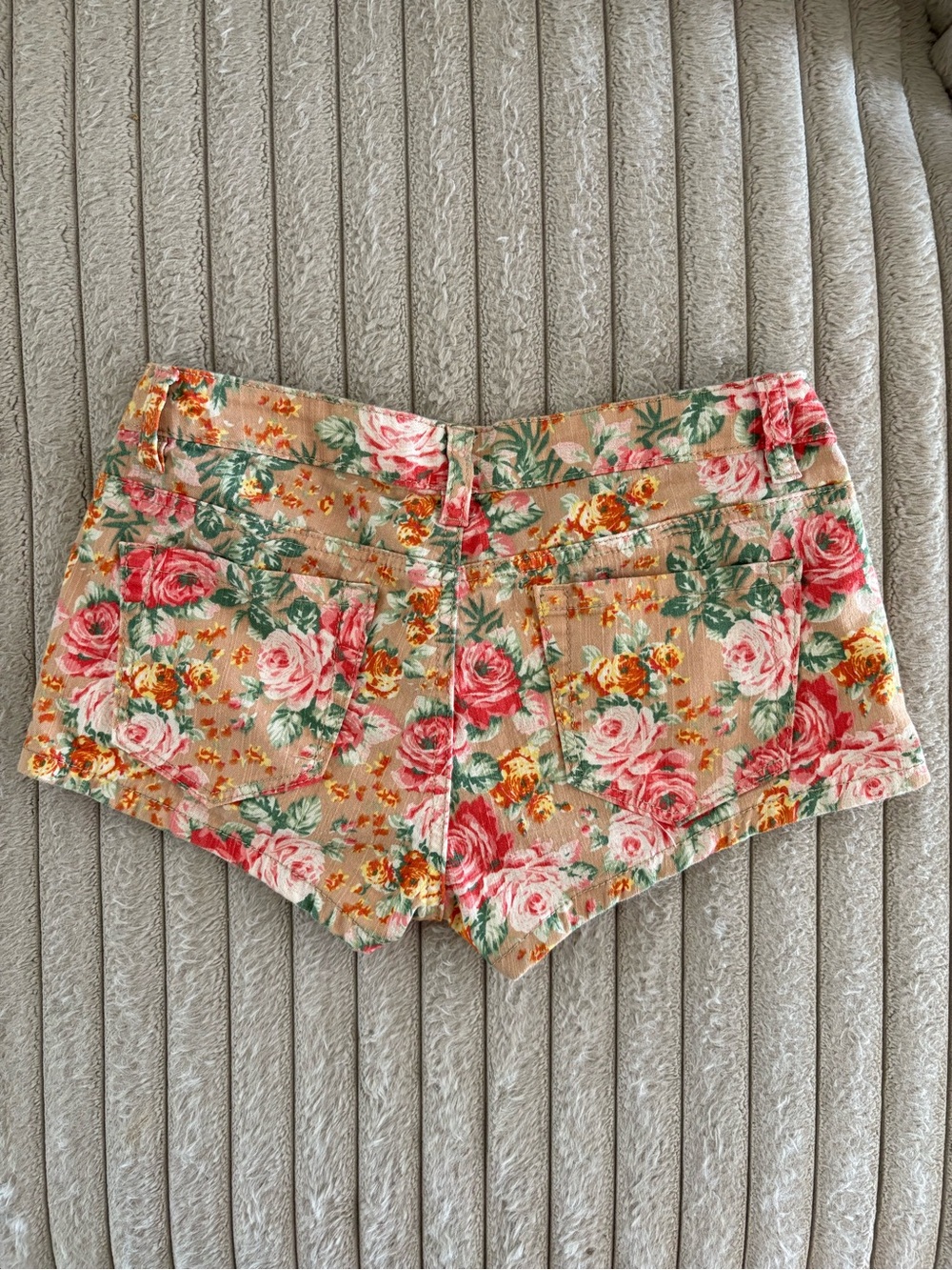 Chloe Floral High-Rise Cotton Shorts in Pink, Green & Yellow - Picture 2 of 5